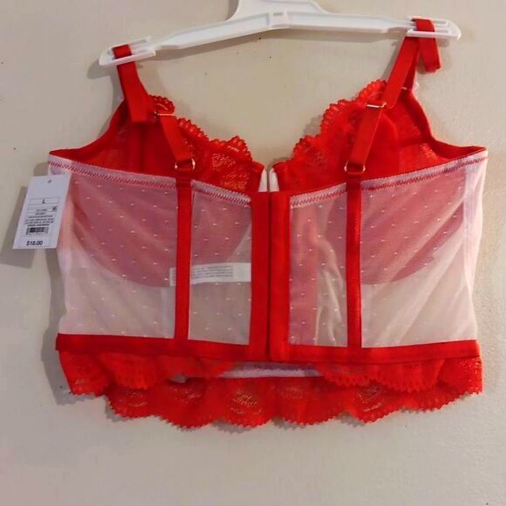New‎ Auden Large Red & White Lace Intimates Longline Bra New With Tags
